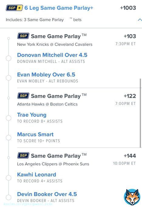 +1003 Odds Parlay   Remember, I just make the plays, I don&rsquo;t play the game. So before you blame me for a loss&hellip; just know I would&rsquo;ve dropped 25 and 10   #gamblingtwitter