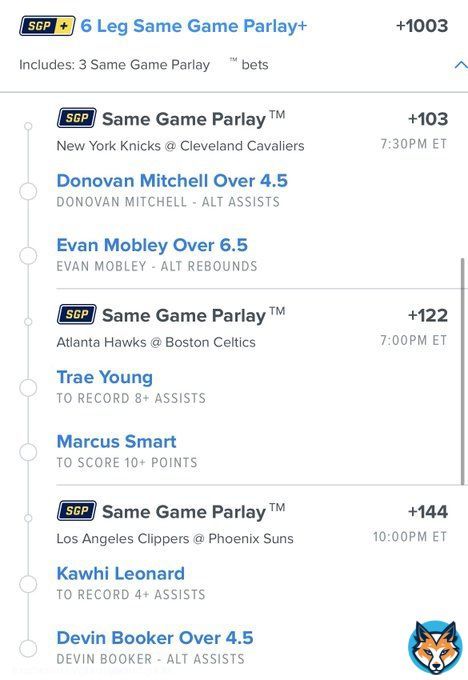 +1003 Odds Parlay   Remember, I just make the plays, I don&rsquo;t play the game. So before you blame me for a loss&hellip; just know I would&rsquo;ve dropped 25 and 10   #gamblingtwitter