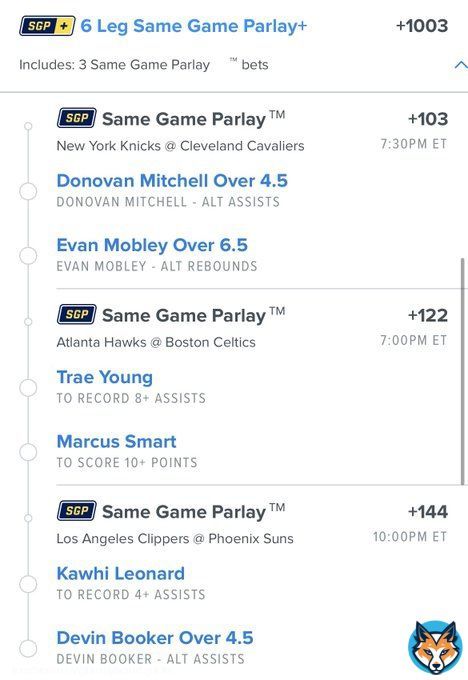 +1003 Odds Parlay   Remember, I just make the plays, I don&rsquo;t play the game. So before you blame me for a loss&hellip; just know I would&rsquo;ve dropped 25 and 10   #gamblingtwitter