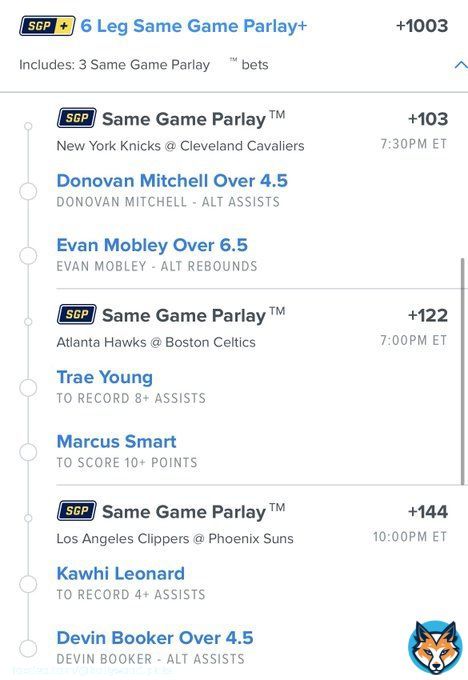 +1003 Odds Parlay   Remember, I just make the plays, I don&rsquo;t play the game. So before you blame me for a loss&hellip; just know I would&rsquo;ve dropped 25 and 10   #gamblingtwitter