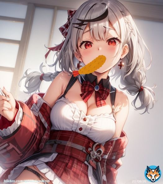 何かエビフライに呪われたみたいなので 3日間このアイコンになります&hellip;（いいねは危険です） ばっくばっくばく～ん！（あっつ！？） #沙花叉クロヱ #ホロライブ #AIart