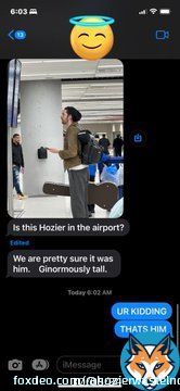 MY MOM RAN INTO HOZIER AT THE AIRPORT YOUVE GOTTA BE KIDDING ME