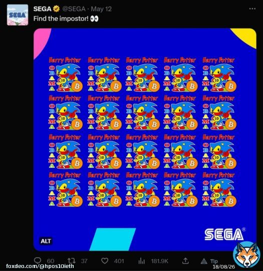 Thanks SEGA! #HPOS10I #BITCOIN