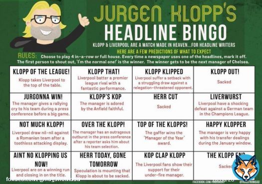 Made this 7 years ago when Klopp joined #Liverpool and, after a dodgy start to the season, I reckon a few more might have been ticked off!#klopp #LIVMCI @GaryLineker #BBCFootball @BBCMOTD