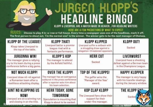 Made this 7 years ago when Klopp joined #Liverpool and, after a dodgy start to the season, I reckon a few more might have been ticked off!#klopp #LIVMCI @GaryLineker #BBCFootball @BBCMOTD