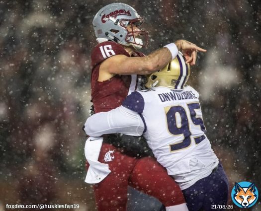 Washington Huskies football is 95 days away. To help celebrate here is a pic of Levi Onwuzurike forcing Gardner Minshew into an interception. Levi will be one of the best DL in the PAC-12 this upcoming season.