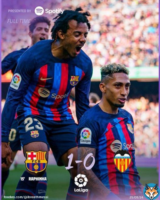 Hard fought win with 10 man 3 incredible points  10 points clear off second place Real Madrid  Champions mentality! The league is ours!!  Ansu kounde Araujo Xavi Barca Ferran