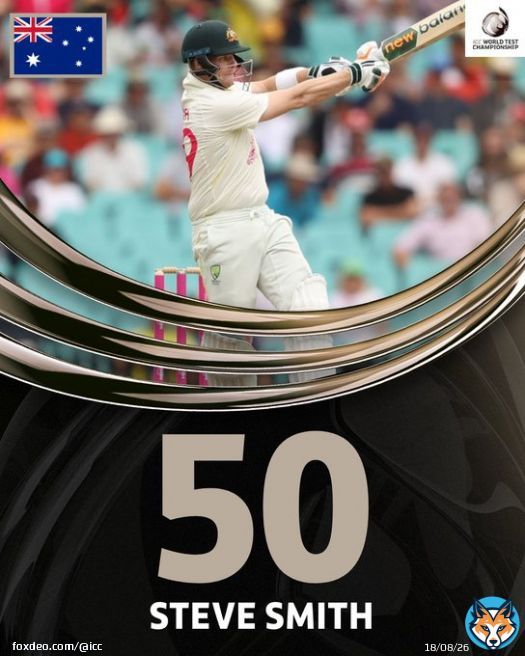 Yet another Test fifty for Steve Smith!  Watch #AUSvSA LIVE on  (in select regions)   #WTC23 |