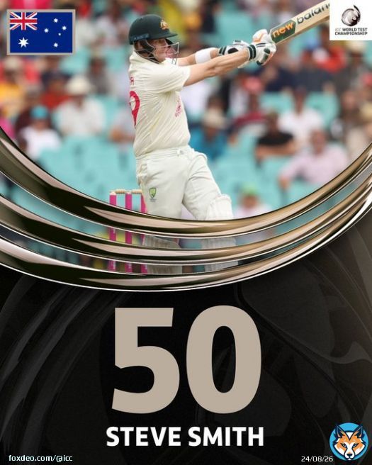 Yet another Test fifty for Steve Smith!  Watch #AUSvSA LIVE on  (in select regions)   #WTC23 |
