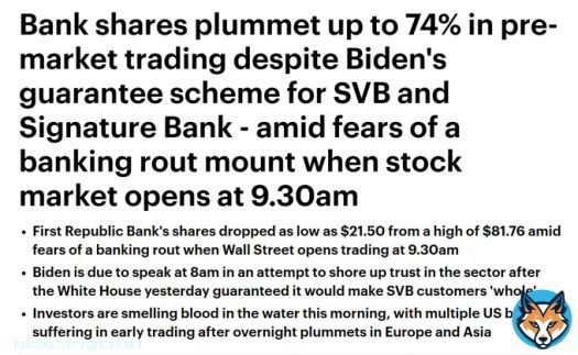 Buckle up! Following the #SVBCollapse , #SignatureBank shut down by regulators, First Republic Bank shares 74% down, 2Y Treasury Yields Plunge Most Since Black Monday   #Recession #Bankcollapse #Bidenflation