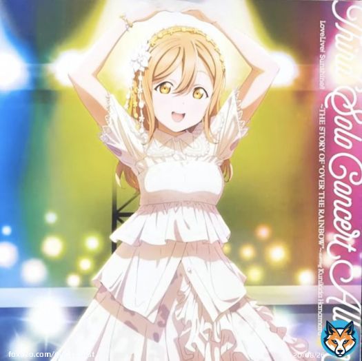 The album cover for the Third Solo Concert Album ～THE STORY OF 'OVER THE RAINBOW'～ starring Kunikida Hanamaru has been revealed on today's Aqours stream!    Release: March 4th, 2023  Price: &yen;3300  #LoveLive #Aqours