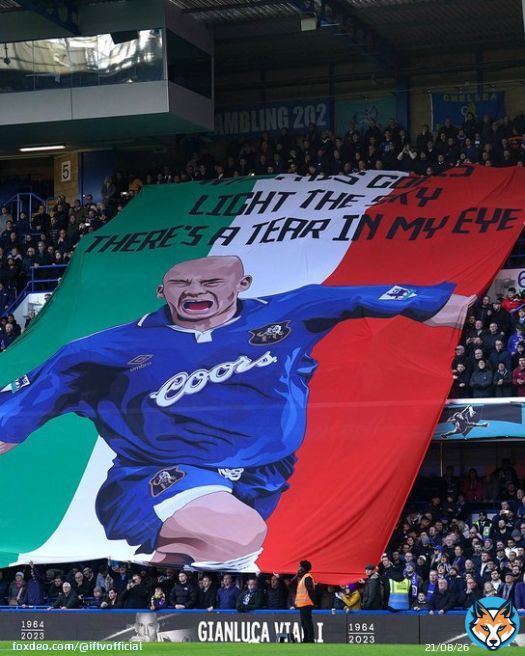 &ldquo;When the ball hits the back of the Old Trafford net, that&rsquo;s Vialli&rdquo;  Chelsea club and fans paid tribute to Gianluca Vialli today at Stamford Bridge ahead of their match vs Crystal Palace