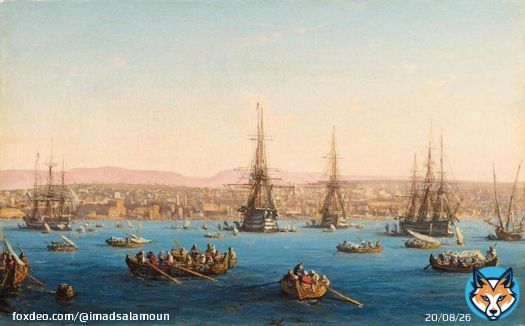 French troops landing in Beirut harbour on August 16, 1860, directly after the current tragic events that occurred in Mount Lebanon. French artist Louis Lottier. Source: @XNaheereX