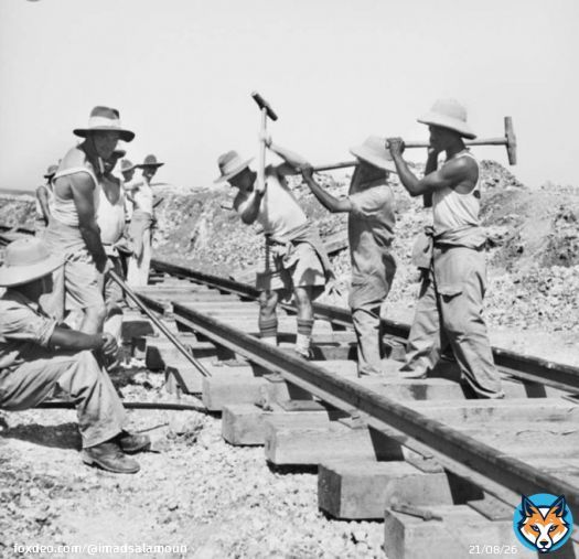 North Lebanon 1942. The Australian army working on the railways on Tripoli Beirut line. Source: Ramez Abboud
