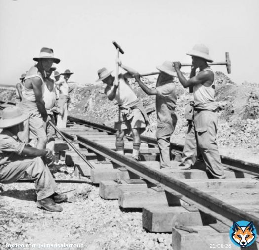 North Lebanon 1942. The Australian army working on the railways on Tripoli Beirut line. Source: Ramez Abboud