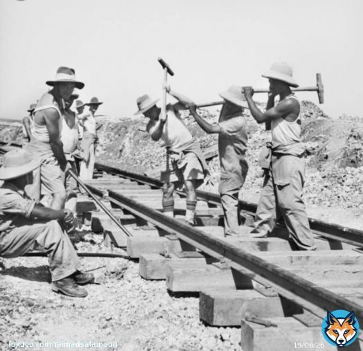 North Lebanon 1942. The Australian army working on the railways on Tripoli Beirut line. Source: Ramez Abboud