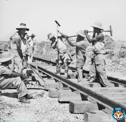 North Lebanon 1942. The Australian army working on the railways on Tripoli Beirut line. Source: Ramez Abboud
