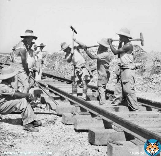 North Lebanon 1942. The Australian army working on the railways on Tripoli Beirut line. Source: Ramez Abboud