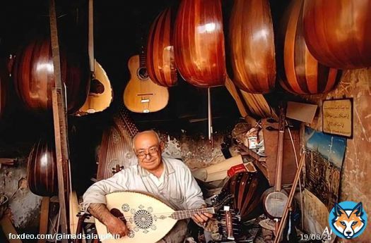 Beirut in 1970. A craft master of musical string instruments, notably the oriental Oud, playing with his Oud in his atelier. Photo George F. Mobley  National Geographic  Al Izziddin