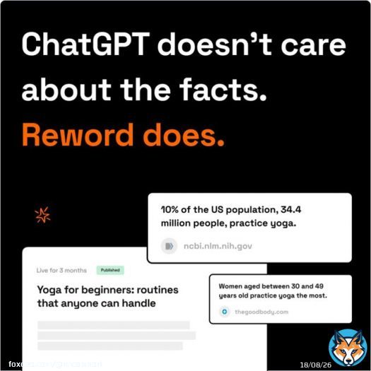 ChatGPT is a liar.  For article writers, this is a huge problem.  So I built Reword, an article editor that has fact-checking and citations built in.  We did what ChatGPT couldn't.  Don't believe me? Try it for free...