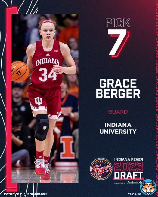 with the 7th pick in the 2023 #WNBADraft, we have selected Indiana guard Grace Berger. she's staying in the Hoosier state! #sponsored | @AnthemBCBS