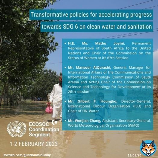 Next session of the ECOSOC Coordination Segment focusing on SDG 6!     #globalgoals#inidiplomasi