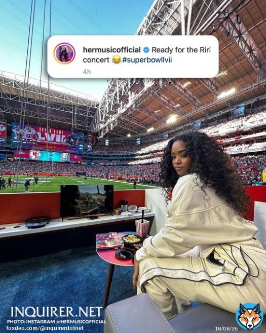 'HERE FOR RIRI'   LOOK: H.E.R. attends the Super Bowl to watch her fellow musician Rihanna perform at the halftime show. | : H.E.R./Instagram
