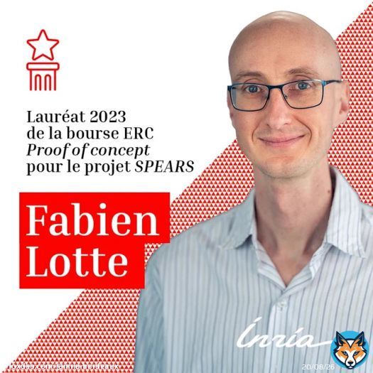 Toutes nos f&eacute;licitations &agrave; Fabien Lotte de @potioc_team, laur&eacute;at 2023 de la bourse #ERCPoC @ERC_Research pour son projet SPEARS, en collaboration avec la #startup @FlitSport !  Pour en savoir plus :
