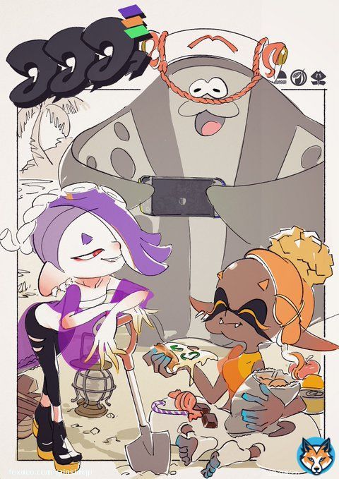 『スプラトゥーン3』フェスに向けたイラストが公開！スイッチで遊ぶ&ldquo;マンタロー&rdquo;に「どうやって操作してんの？」とツッコミ続出   スイッチで遊ぶマンタローに、「スイッチ操作できたんだ&hellip;」「バッテリーあるの？」とツッコミのコメントが&hellip;。  #スプラトゥーン3