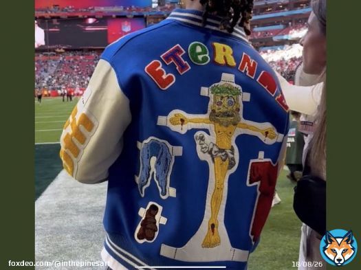 #damarhamlin mocking God at the Super Bowl. Wow. Doesn&rsquo;t get much more disgusting than this nasty jacket. What the hell is this supposed to be?