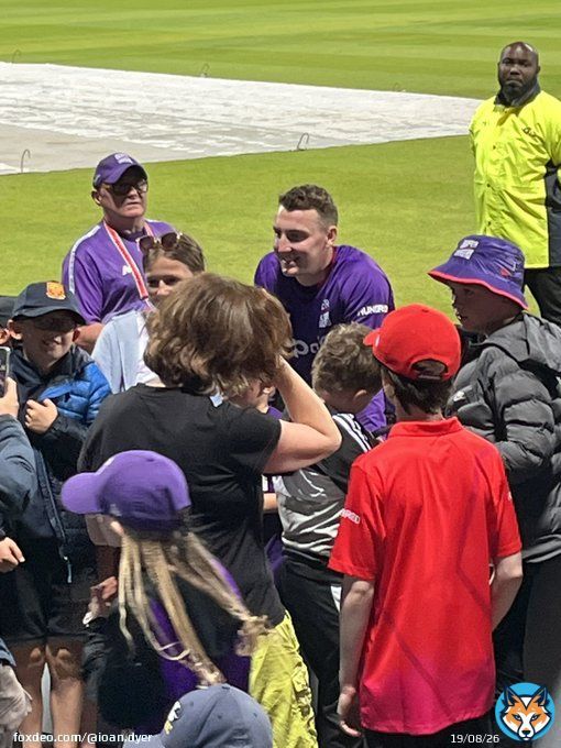 an hour after the end of the game   Harry Brook is halfway along one of the sides of the ground signing autographs and doing selfies   He&rsquo;s in no rush to leave either   Class act   @thehundred