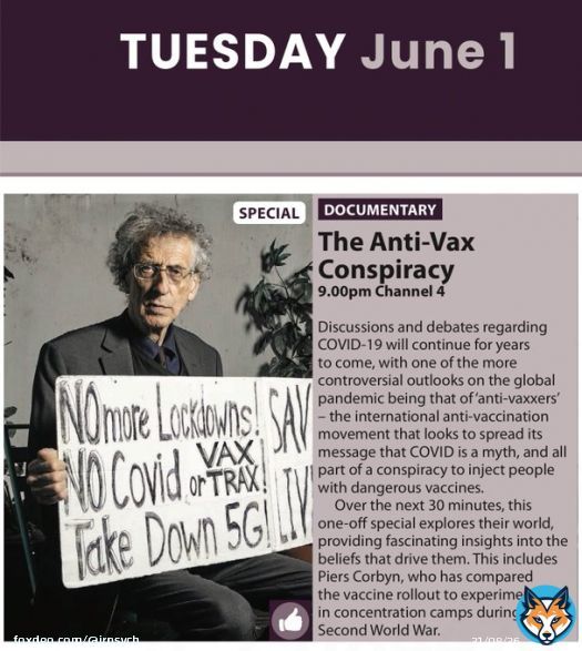 Tonight on #C4 #TheAntiVaxConspiracy #COVID19