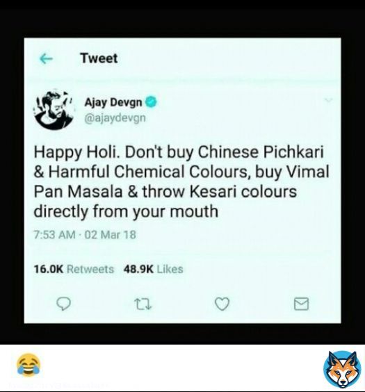Look what your husband is saying!  I think all you so called Ch*tiye celebrities should play holi like this!  #BoycottBollywood #BollywoodKiGandagi