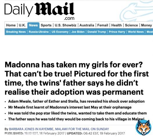Adam Mwale, biological father to twins, Esther and Stella didn't realize Madonna would be whisking his daughters off permanently.