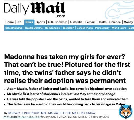 Adam Mwale, biological father to twins, Esther and Stella didn't realize Madonna would be whisking his daughters off permanently.