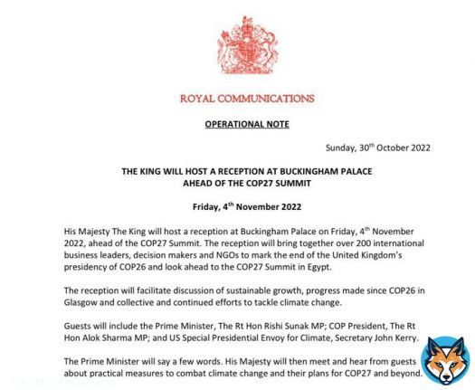 A reception at Buckingham Palace is one helluva subtweet. #ClimateCrisis
