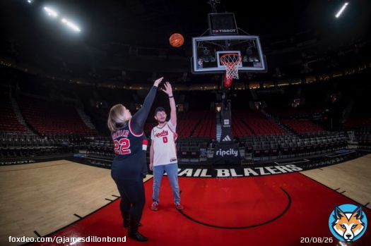 Being a @RipCityUnited Season Ticket Holder & owning a @trailblazers' Digital Collectible in my @hellodapper Wallet allowed my fianc&eacute; & I to get professional photos taken on the @ModaCenter Court last week!  Go Blazers! #RipCity