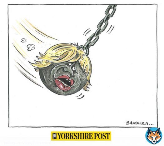 A wrecking ball Prime Minister leaves in a plume of dust: he has obliterated trust in British politics, set fire to standards in public life and turned once global Britain into a parochial cul-de-sac of a country. That&rsquo;s his legacy.   Image: @GraemeBandeira