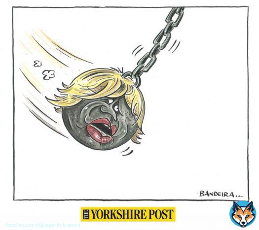 A wrecking ball Prime Minister leaves in a plume of dust: he has obliterated trust in British politics, set fire to standards in public life and turned once global Britain into a parochial cul-de-sac of a country. That&rsquo;s his legacy.   Image: @GraemeBandeira