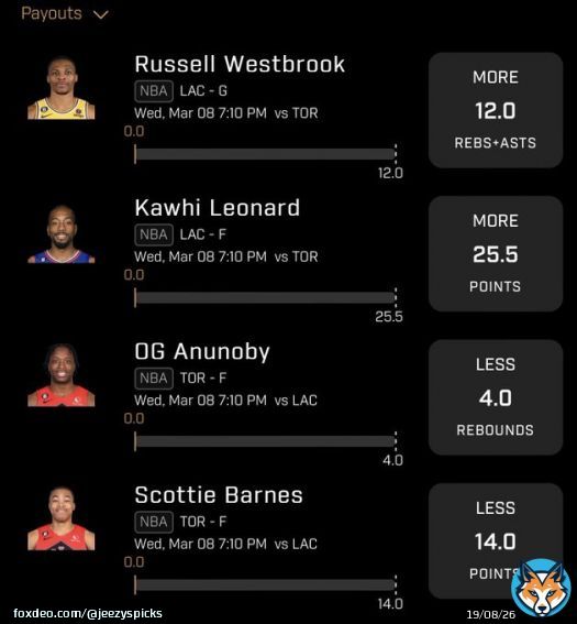 4 for Clippers vs Toronto LIKE IF TAILING! #prizepicks #ud #sportsbet #GamblingTwitter #NBA