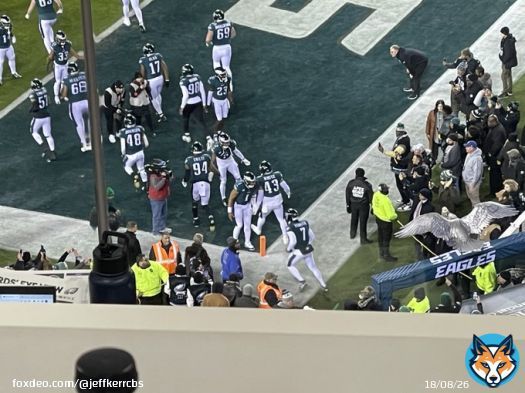 Jalen Hurts and Darius Slay greeting the defense.   Hurts is fired up for this one. He&rsquo;s got that playoff hunger.   #Eagles #FlyEaglesFly