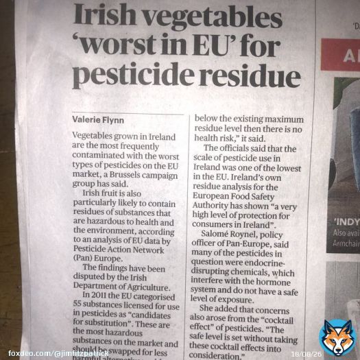 Can we please stop Irish veggies laced with carcinogenic pesticides being fed to our children? Might be a great time to start a 'Clean Irish Vegetables' campaign -if we banned those #Monsanto #Bayer toxins.