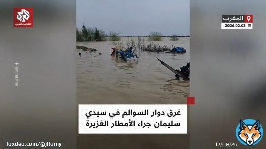 غرق دوار السوالم في مدينة سيدي سليمان في المغرب، جراء فيضان واد سبو وتساقط الأمطار الغزيرة المستمرة منذ أيام تابعوا حساب التلفزيون العربي