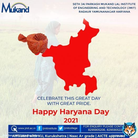 Celebrate this great day with Pride!  #JMIT #Yamunanagar #HaryanaDay #Pride #growth