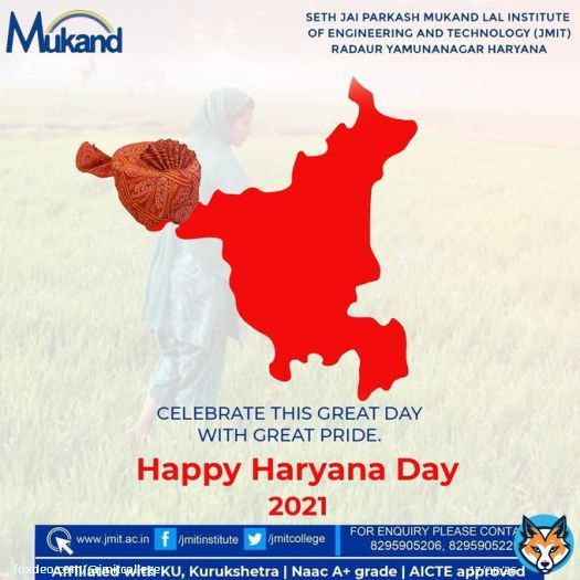 Celebrate this great day with Pride!  #JMIT #Yamunanagar #HaryanaDay #Pride #growth