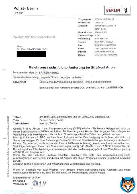 Paul Brandenburg wurde angezeigt weil er Annalena Bearbock als 'Dumm' bezeichnet hat. Sie hat ausversehen Russland den Krieg erkl&auml;rt. In jedem Land auf der Welt w&uuml;rde man so eine Person als Dumm bezeichnen.  Mal gespannt was in Deutschland d passiert #Baerbock ist Dumm