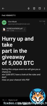OMG!!! I can't believe it, I got an email from @elonmusk !!! He's giving me the opportunity to win some #Bitcoin !  #ScamAlert #scammers