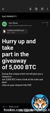 OMG!!! I can't believe it, I got an email from @elonmusk !!! He's giving me the opportunity to win some #Bitcoin !  #ScamAlert #scammers