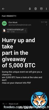 OMG!!! I can't believe it, I got an email from @elonmusk !!! He's giving me the opportunity to win some #Bitcoin !  #ScamAlert #scammers