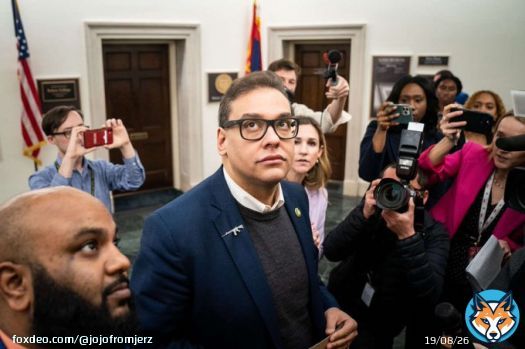Your reminder that George Santos wore an AR-15 lapel pin (in lieu of an American flag) on the House floor. Makes the celebration of the piece of shit&rsquo;s arrest even more delicious.